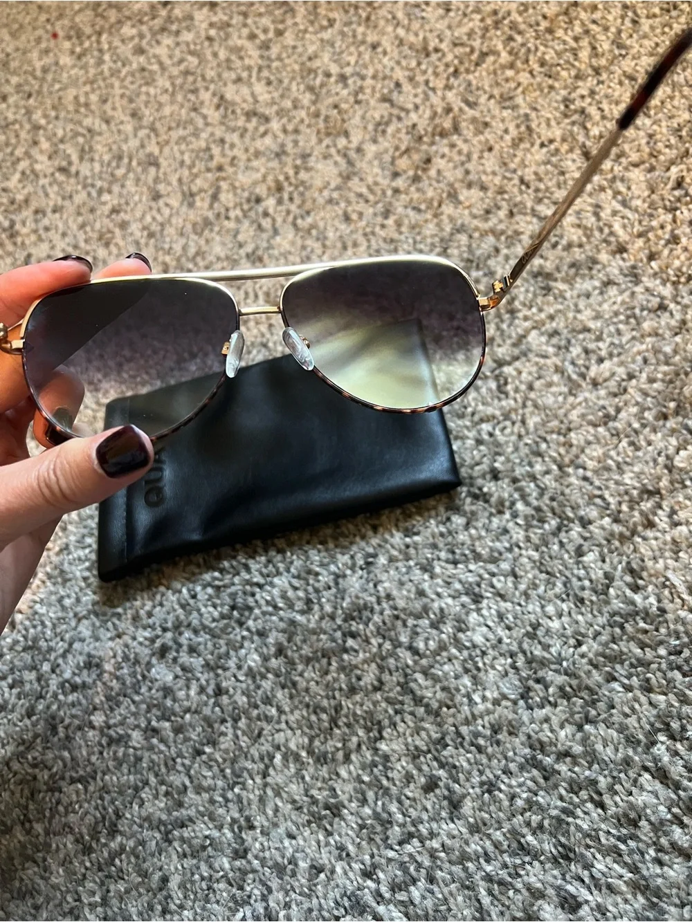 Quay High Key Aviator Sunglasses with Black Gradient Lenses